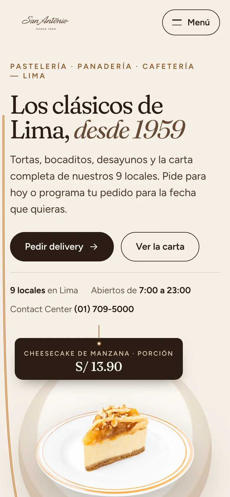 Diseño final móvil de Pastelería San Antonio