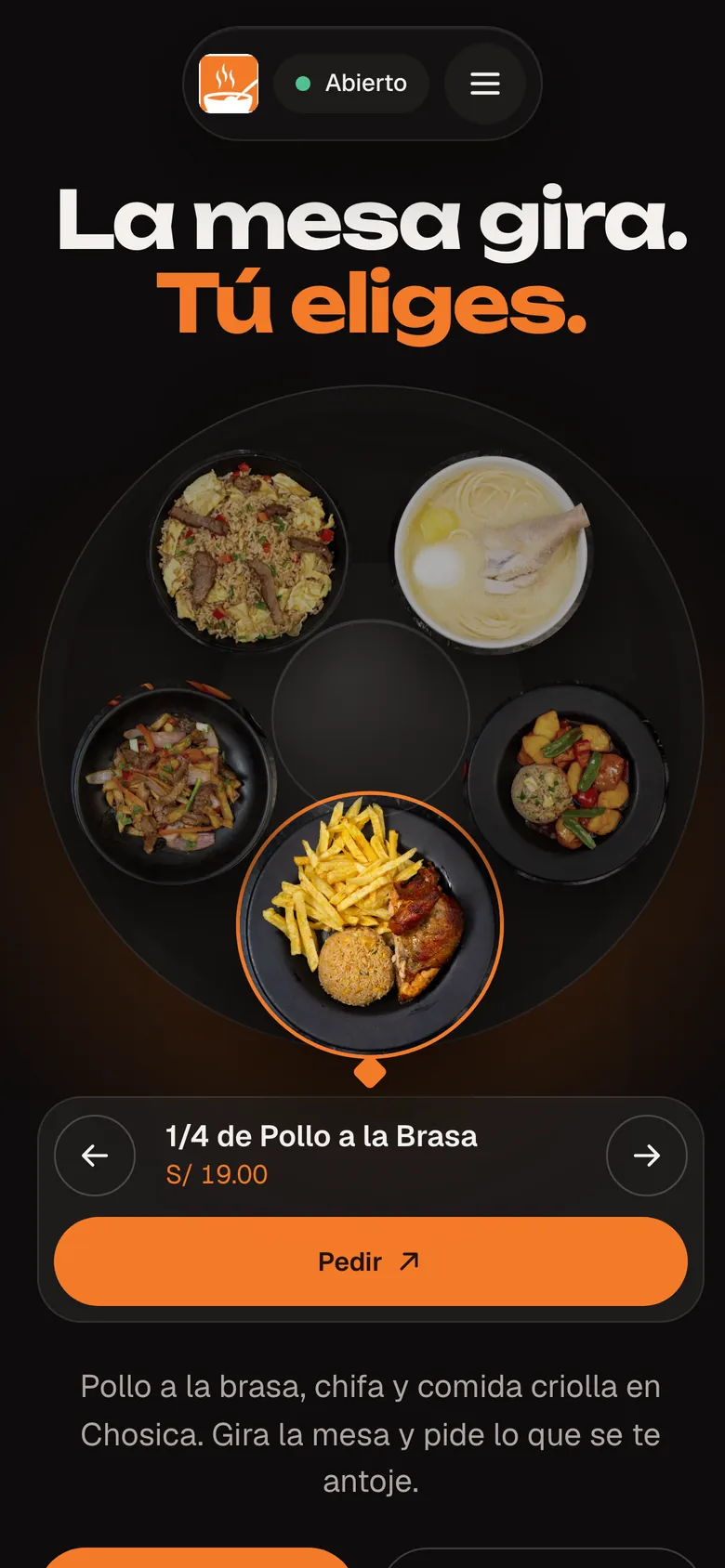 Diseño final móvil de Restaurante Jean Carlos